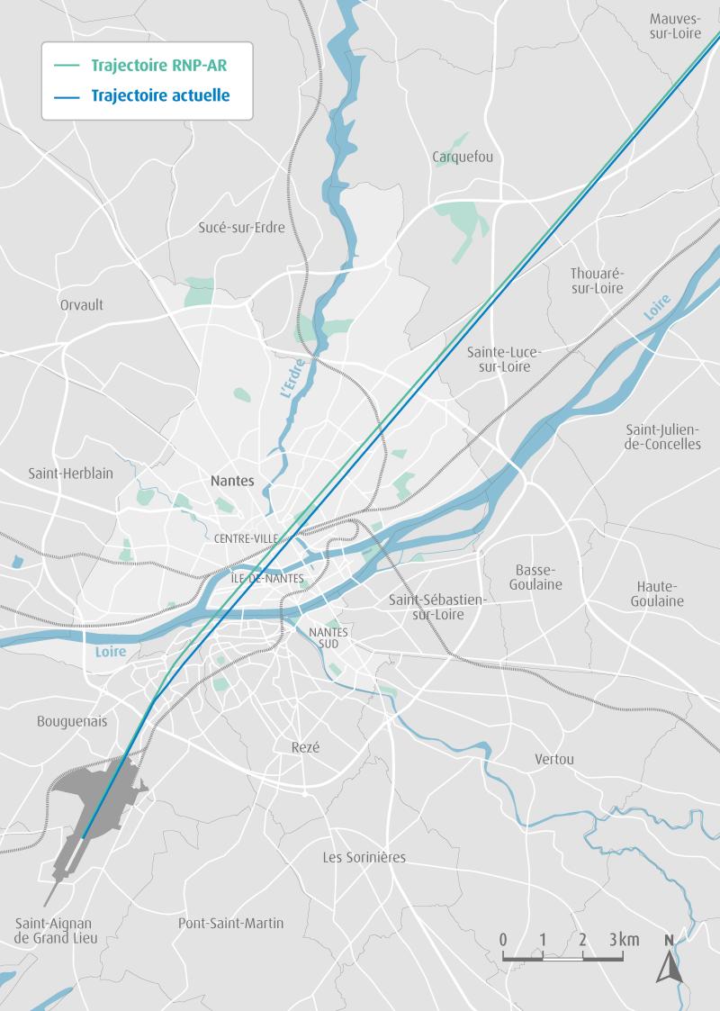 Carte trajectoire actuelle et RNP AR
